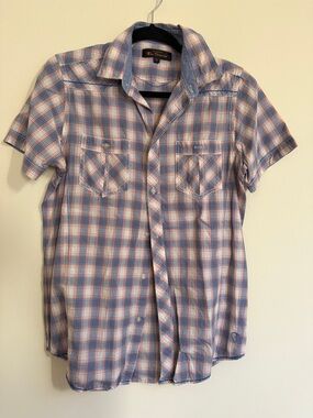 Ben Sherman Short-Sleeve Plaid Button-Down Shirt - Blue/White/Red